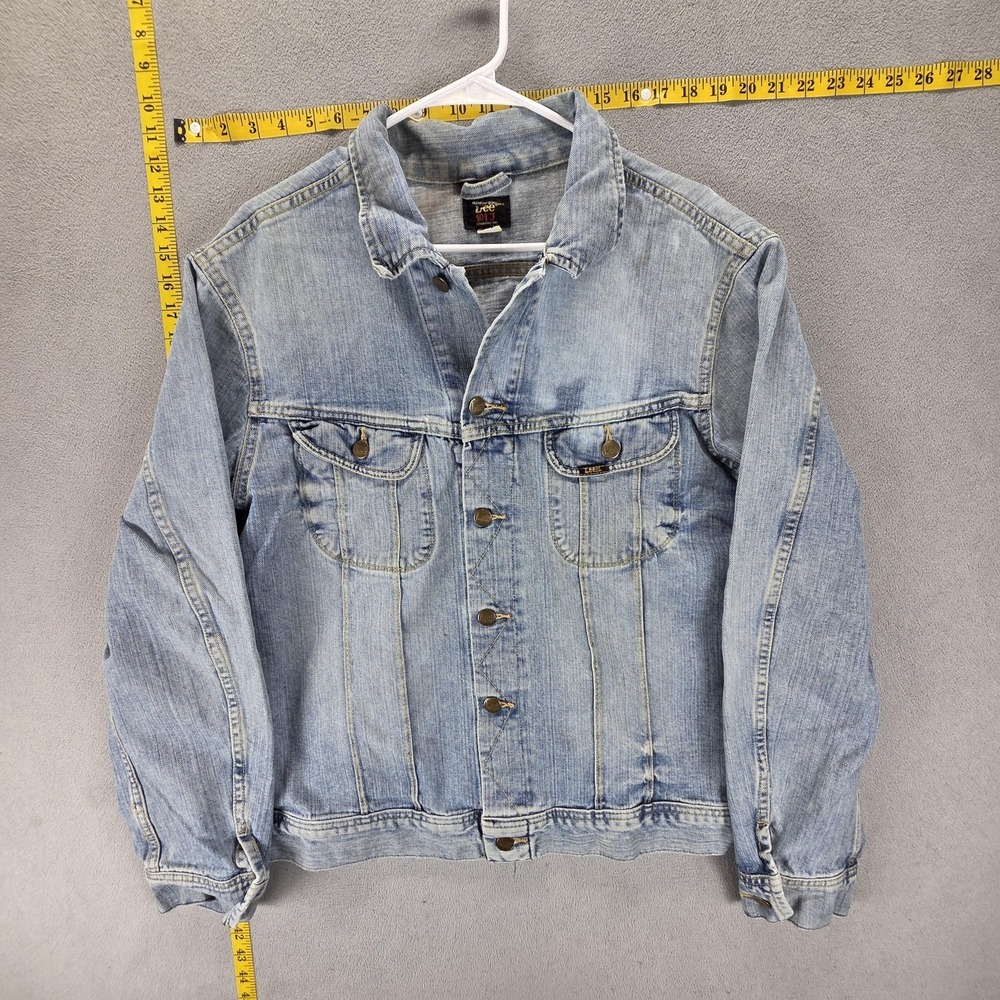 Vintage Lee Jacket Mens XL Blue 101J Trucker Denim Jean Light Wash
